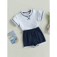 thumbnail image 3 of Bagilaanoe 2pcs Toddler Baby Boy Girl Short Pants Set Short Sleeve T-Shirts Tops + Shorts 6M 12M 18M 24M 3T Kids Casual Summer Outfits, 3 of 8