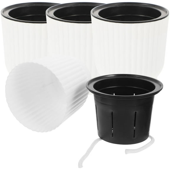 OFFIGAM 4-Pack Automatic Self-Watering Plastic Plant Pots for and Small Plants Indoor Outdoor Garden