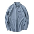 thumbnail image 2 of Yusimy Men's Casual Shirt Solid Color Button-Down Collar Long Sleeve Classic Modern Urban Minimalist Smart Casual Style, 2 of 5
