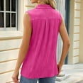 thumbnail image 4 of Lovskoo Knit Summer Tops for Women 2024 Button Down Collared Sleeveless Classic Lapel Solid Color T Shirt Tank Top Lapel Tank Top Pink, 4 of 7