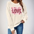 thumbnail image 2 of asdoklhq Valentine Shirts for Women Plus Size Women's Winter Day Fashion Printed Round Neck Long Sleeved Hoodie without Hat Beige XL, 2 of 8