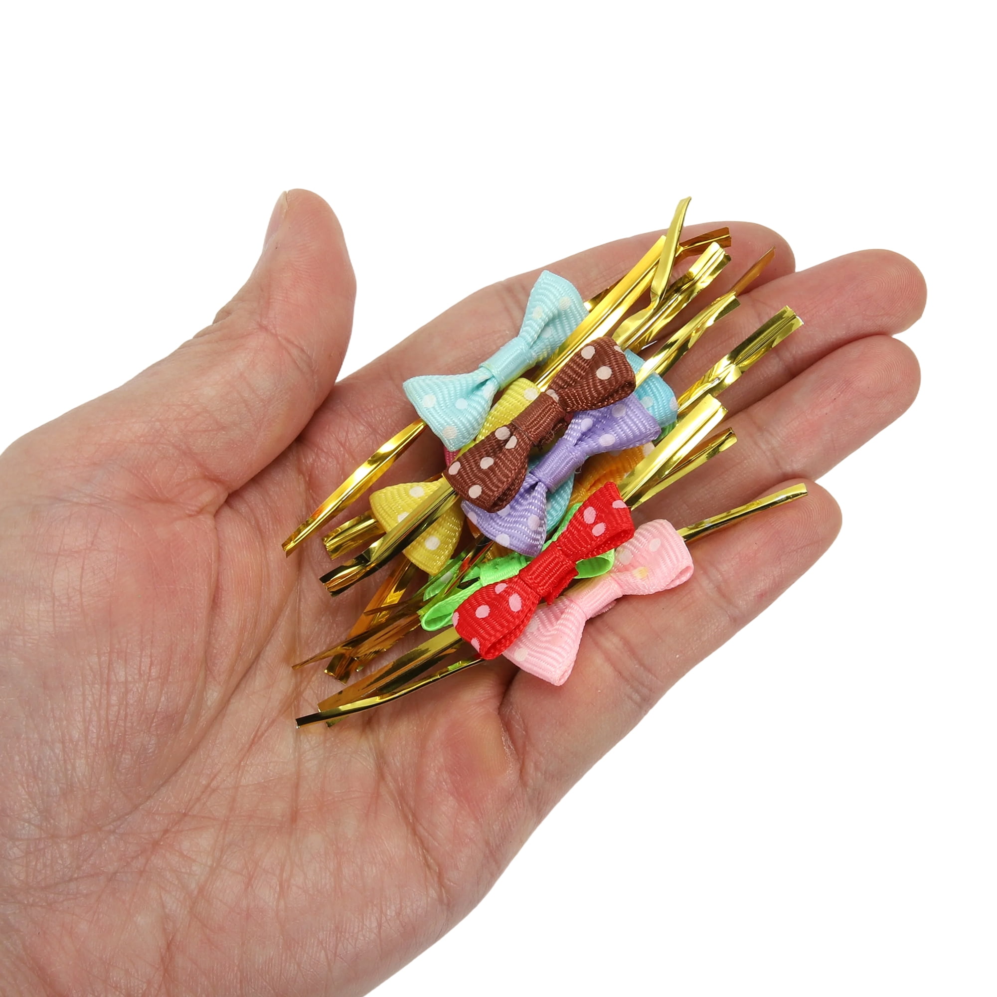 Unique Bargains Cute Twist Tie Bows in Mixed Colors 100pcs for Crafting Gift Packaging