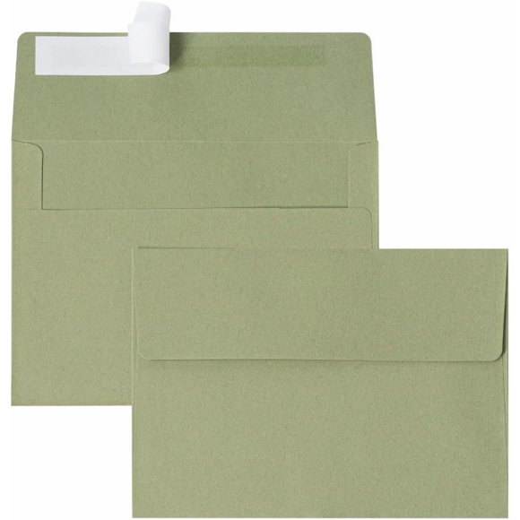 50 Pack A7 Envelopes, Sage Green 5x7 Invitation Envelopes, Self Seal Envelopes Printable, for Weddings, Greeting Cards, Photos, Postcards, Mailing, Party,Sage Green