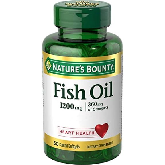 Natureâ€™s Bounty Fish Oil, 1200mg, 360mg of Omega-3, 60 Odorless Softgels (Packaging May Vary)
