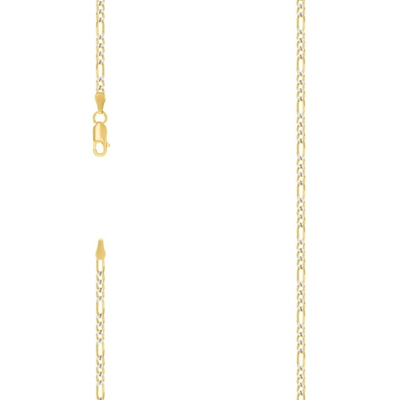 925 Sterling Silver Pave Super Flat Figaro Chain Two Tone 2.6mm Bracelet 8 Inch Link Bracelet for Women and Men