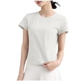 thumbnail image 2 of Women's Casual T-shirt, Oversize Short Sleeve Top, Solid Color Round Neck Blouse for Daily Wear, 2 of 4