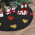 thumbnail image 3 of FMSHPON Golden Striped Hearts on Dark Xmas Christmas Tree Skirt Stand Mat for Holiday Party Decoration Indoor Outdoor 48 inches, 3 of 3