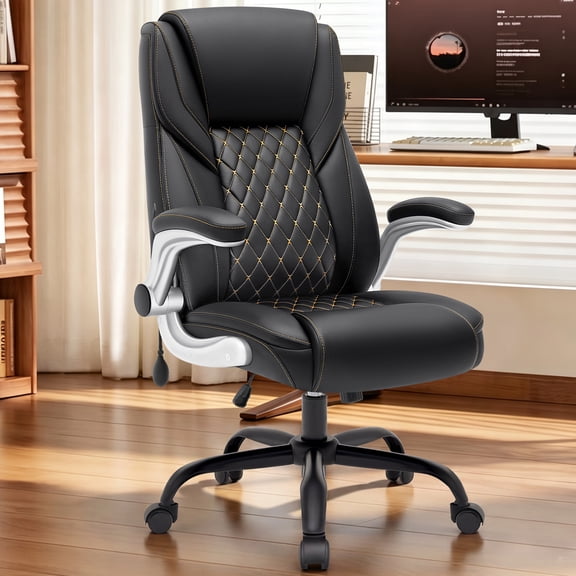 COOLHUT Office Executive Chair High Back Adjustable Managerial Home Desk Chair, Office Computer Chair with Lumber Support, Swivel PU Leather Chair for Home Office, Brown