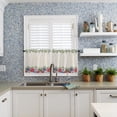 thumbnail image 3 of Kitchen Curtain Valance, Independence Day Poppies Flower Leaves Vintage Floral Print Summer Spring Plant Short Rod Pocket Window Curtain Tiers for Bedroom, Bathroom, 2 Panel, 27.5" W x24 L, 3 of 5
