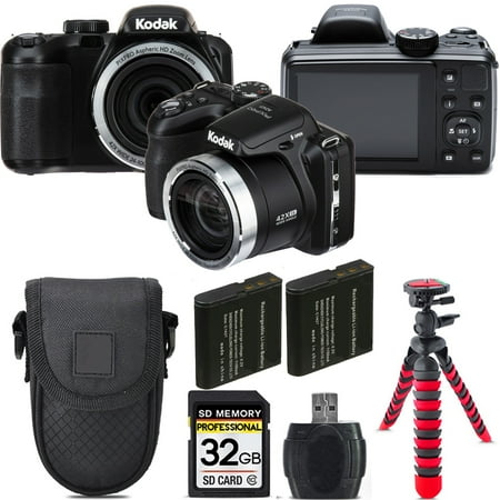 Kodak PIXPRO AZ421 Digital Camera (Black) + Extra Battery +Tripod + Case -32GB Kit