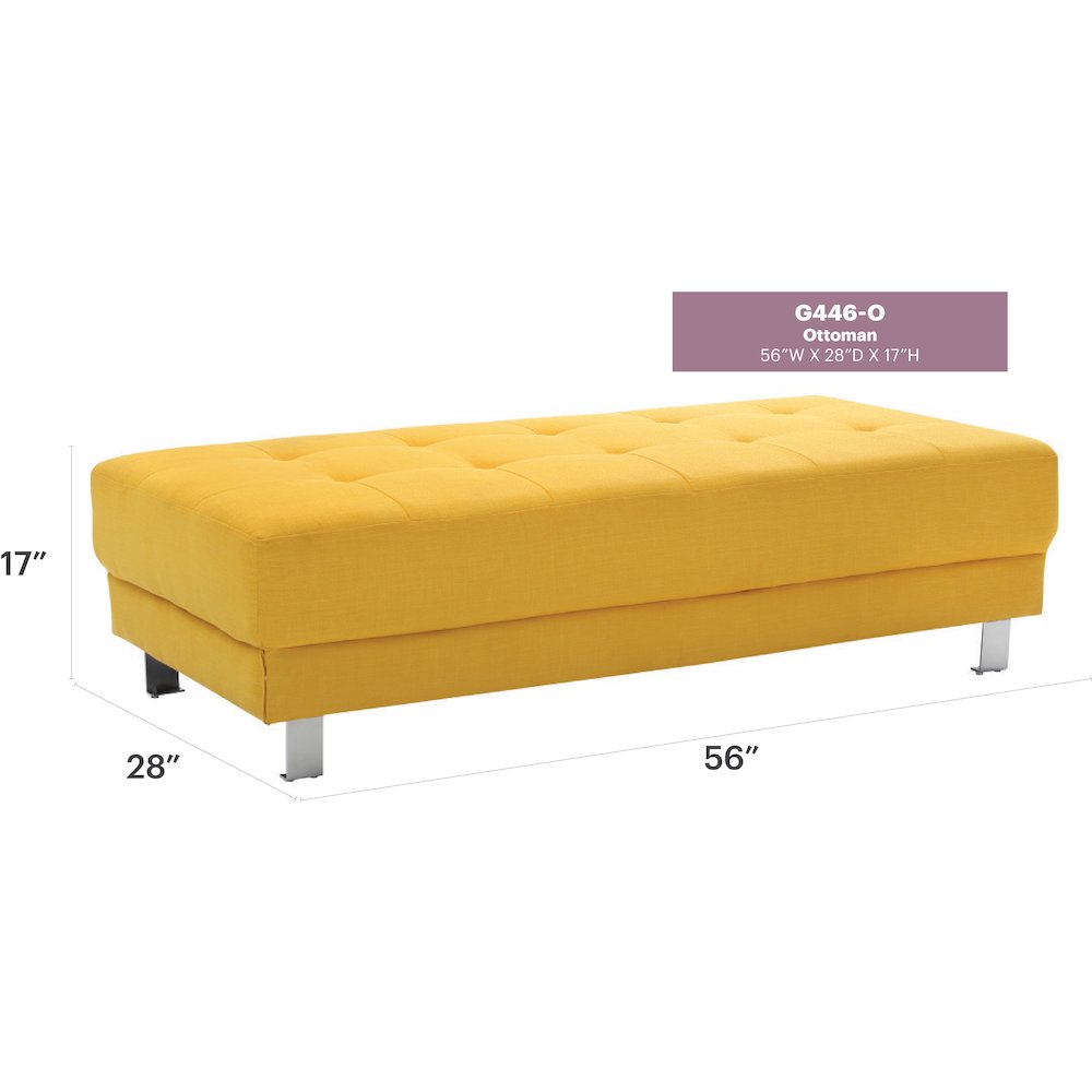 Glory Furniture Riveredge Ottoman in Yellow Color