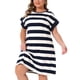 thumbnail image 1 of Vestido túnica de talla grande Agnes Orinda para mujeres, verano 2026, vestido casual de camiseta de manga corta a rayas 4X azul, 1 of 7