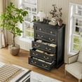 thumbnail image 6 of Farmhouse 5 Drawers Dresser for Bedroom, 48.6'' Tall Wooden Chest of Drawer Black, 6 of 9