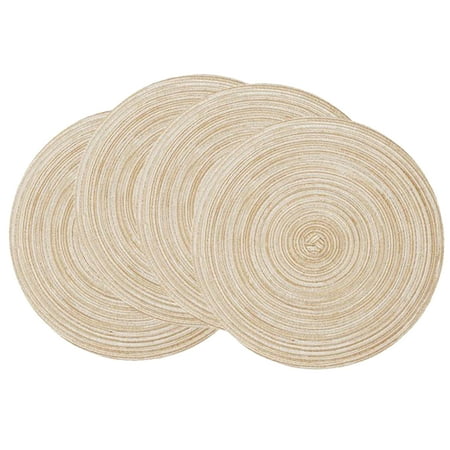 

4pcs Party Durable 15 Inch Washable Table Placemat Cotton Braided Round Rop Home