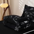 thumbnail image 5 of Homewish Gothic Halloween Skull Zipper Full Size Comforter Sets with Fitted Sheet and 2 Pillowcases,Vintage Damask Pattern Zipper Bedding Set,Black Silver,Black Reversible,4 Pieces, 5 of 7