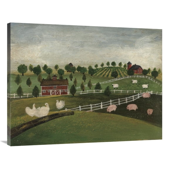 Global Gallery's 'A Day at the Farm I' by David Carter Brown Stretched Canvas Wall Art