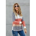 thumbnail image 1 of OUSITAID Women‘s Color Block Knit Hoodies Sweaters Loose Long Sleeve V Neck Drawstring Pullover Sweatshirts (Grey-2XL), 1 of 5