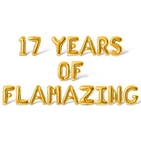 Letter Balloons - 17 YEARS OF FLAMAZING 16" Inch Alphabet Letters Foil Mylar Balloon 17th Birthday Party Banner (Gold)