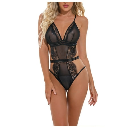 

ZMHEGW Women Bodysuits Shapewear Teddy V Lace Deep Lingerie For Women