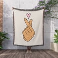thumbnail image 3 of Finger Heart K-Pop Hand Sign, Woven Blanket, 3 of 4