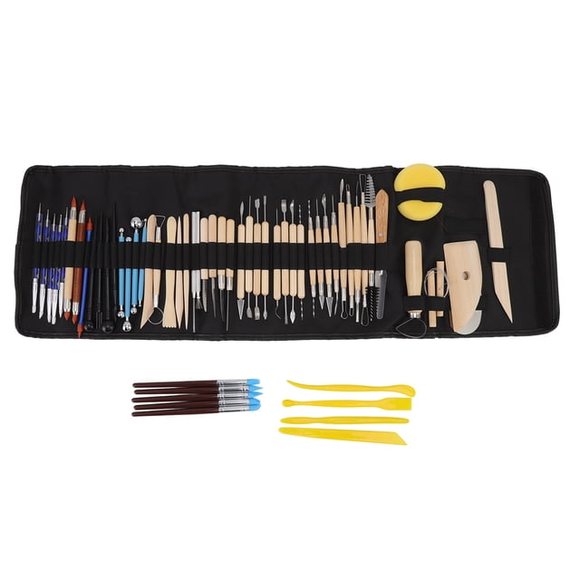 Loewten Clay Carving Tools With Bag,Pottery Sculpting Tools,61Pcs Polymer Clay Sculpting Tools Exquisite Versatile Clay Carving Tools With Canvas Bag For Beginners Expert