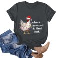 thumbnail image 4 of T-shirts pour Femmes, Imprimé Coq de Noël, Col Rond, Manches Courtes, Décontracté, Gris Foncé L, 4 of 4