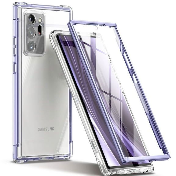 SURITCH Clear Case for Samsung Galaxy Note 20 Ultra,[Built-in Screen Protector] Full Body Protection Bumper Shockproof Rugged Protective Phone Cover,Purple