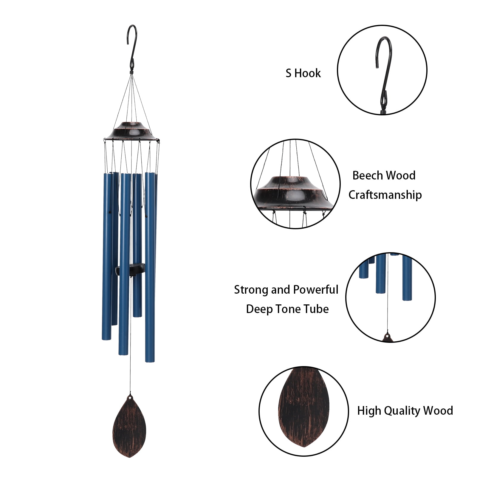 Outdoor Wind Chimes, Musical Wind Chimes, Metal Wind Chimes, Pleasant Sounds, Suitable For Courtyard Garden Lawns, Perfect Gifts, Blue