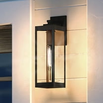 Luxury Modern Farmhouse Outdoor Wall Sconce, 17.00''H x 6.00''W, with Industrial Style Elements, Minimalist Design, Estate Bronze Finish and Clear Beveled Glass, UQL1351