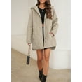 thumbnail image 4 of SHEWIN Lightweight Puffer Jackets for Women Hooded Quilted Jacket Fall Winter Long Coat Casual Business Button Down Outerwear, 4 of 12