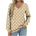 thumbnail image 2 of Heisall Womens Tops Long Sleeve V-Neck Loose Casual Tshirts Polka Dot Print Spring Autumn Fashion, 2 of 5