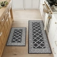thumbnail image 3 of Findosom Kitchen Rugs Set 2 Piece, Non Slip Kitchen Floor Rugs with Rubber Backing,Machine Washable Geometric Absorbent Runner Rugs for Hallway Doormat,20"x32"+20"x48" Black, 3 of 9