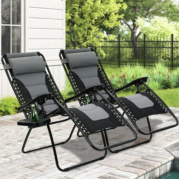 MF Studio Set of 2 Padded Zero Gravity Lounge Chair Adjustable Potable