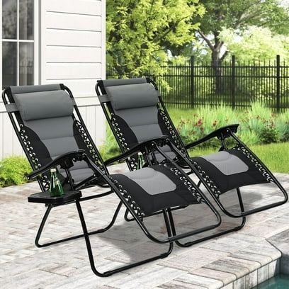 Captiva Designs Padded Folding Zero Gravity Recliner Lounge Chair – Set of 2