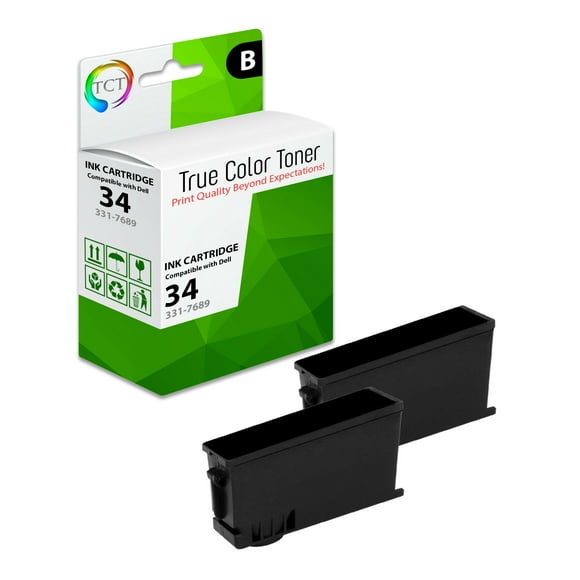 TCT Premium Compatible Ink Cartridge Replacement for Dell 331-7689 Black Works with Dell V525w V725W Printers (750 Pages) - 2 Pack