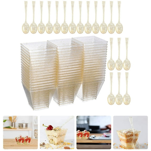 1 Set Portable Transparent Dessert Cups Compact Pudding Cups for Home Parties