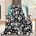 thumbnail image 5 of Hxlazmoo Black Dog Paw Print Flannel Throw Blanket - Soft & Cozy Blanket for Sofa, Bed, Home Decor | All-Season Use, Perfect Gift for Pet Lovers, 5 of 6