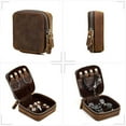 thumbnail image 3 of Hiram Crazy Horse Leather Travel Jewelry Case Small Jewelry Box Travel Organizer for Rings, Necklaces, Earrings Watches Storage Case (Dark Brown), 3 of 8