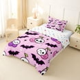thumbnail image 2 of Manfei Halloween Kawaii Skull Cherry Twin Comforter Sets 2pcs, Cute Spider Bat Bedding Set, Pink Purple Black,Reversible,1 Comforter and 1 Pillowcase, 2 of 6