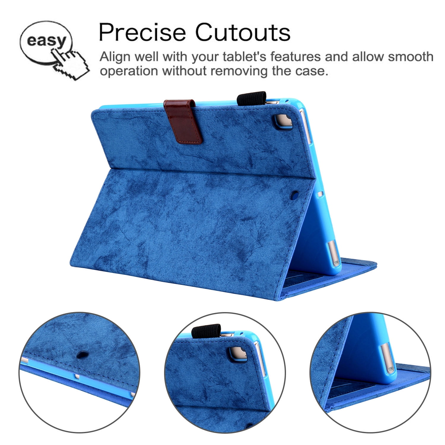 Allytech iPad 8th Gen 2020 Case 10.2 Inch, iPad 7th Gen 2019 Case, PU Leather Slim Fit Multi Angle Stand Smart Cover Auto Sleep Wake Shockproof Folio Flip Pencil Holder Case for Apple iPad 10.2",Blue