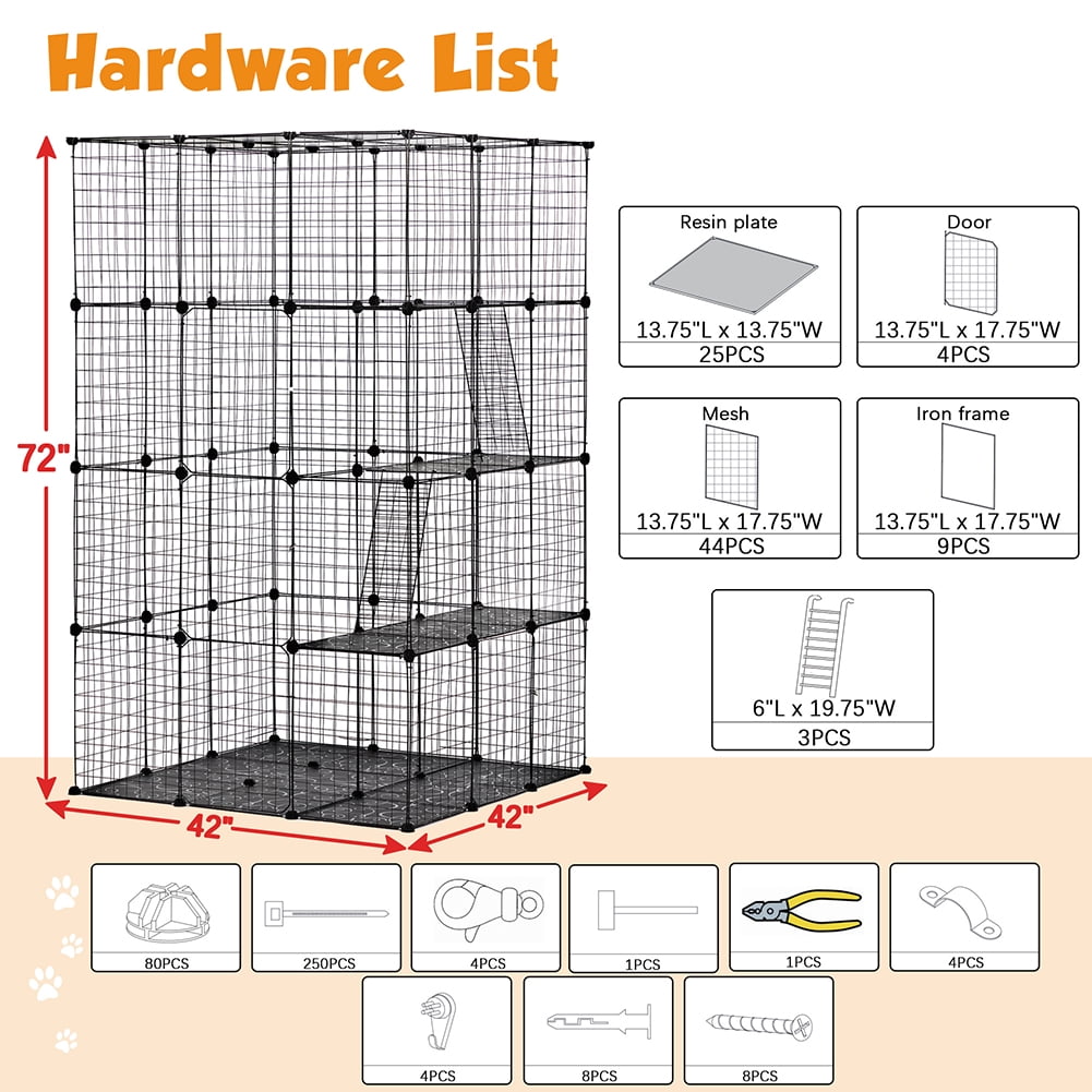 Kadyn Ferret Cage, Animal House Cage Large Metal Pet 3-Tier Cat Cage with 3 Platforms, 3 Ramps and 4 Doors Kitten Cage, Indoor Outdoor Kadyn Ferret Cage, Animal House Cage Large Metal Pet 3-Tier Cat Cage with 3 Platforms, 3 Ramps and 4 Doors Kitten Cage, Indoor Outdoor