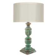Rustic Algae French Trophy Carved Table lamp with Empire Khadi Shade