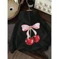 thumbnail image 4 of Casual Minimalist Cherry Print Hooded Loose Fit Thick Sweatshirt For Women, 4 of 6
