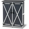 thumbnail image 3 of MCombo 64 inch Tall Outdoor Storage Cabinet with Shelves and Floor, Lockable Double Doors Garden Wood Tool Shed, Fir Wood, 3 of 9