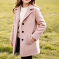 thumbnail image 2 of DJDLJWCJ Teen Girls Winter Wool Blend Coat Single Breasted Mid Length Trench Coat Kids Casual Outerwear Overcoat Pink Size 14, 2 of 9