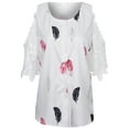 thumbnail image 3 of Keeccty Women Pineapple Funny Print Beach Blouse Cold Shoulder Sleeve Summer Single Breasted Button Shirts, 3 of 7