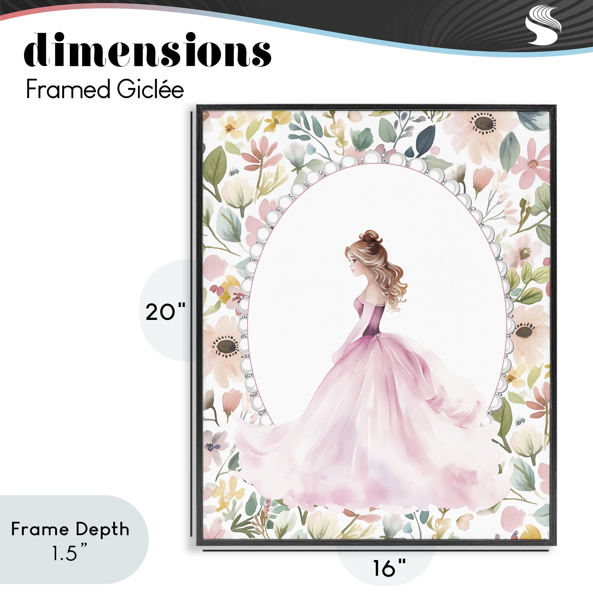 Stupell Industries Elegant Princess Love Black Framed Giclee Art, design by Christine Simpson Art