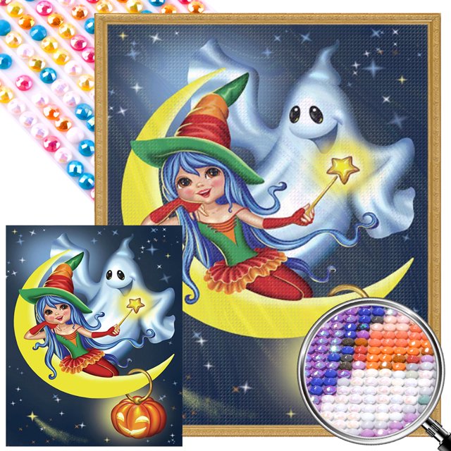 5D DIY Taladro Parcial AB Diamante Pintura Bruja Del 45x55cm