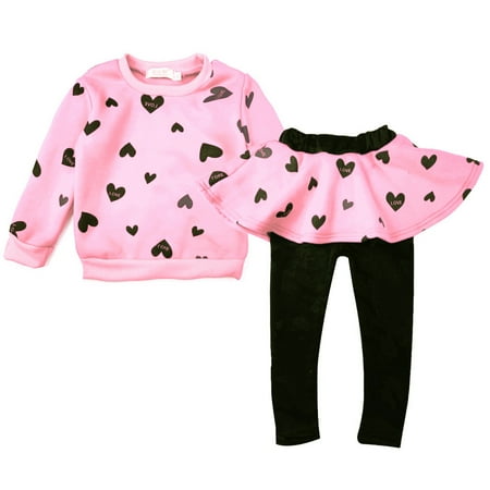 

PHYNIER Toddler Baby Girls Sweet Heart Clothes Set Long Sleeve T-Shirt +Pants Outfit 2pcs