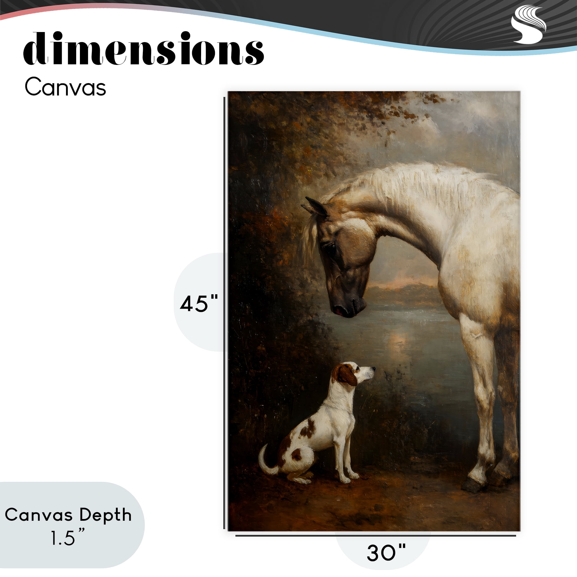 Stupell Industries Hound & Horse Vintage View Canvas Wall Art, design by Petal Prints Design